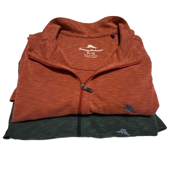 Tommy Bahama Other - Tommy Bahama Mens XL‎ Emfielder Qtr Zip Pullover Sweater Lot of 2 Orange Green